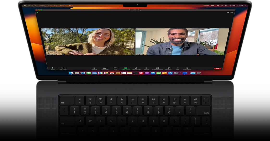Showcasing FaceTime video call on the MacBook Pro.