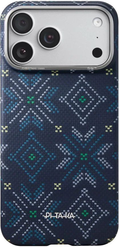 

Чехол Pitaka Ultra-Slim Case (PitaTap) Threads of Winter для iPhone 17 Pro, синий, Чехол Ultra-Slim Case (PitaTap) Threads of Winter для iPhone 17 Pro, синий