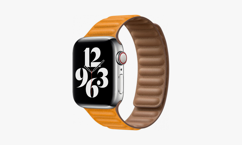 Купить Кожаный браслет Apple Watch 44 мм, размер M/L, «золотой апельсин ...