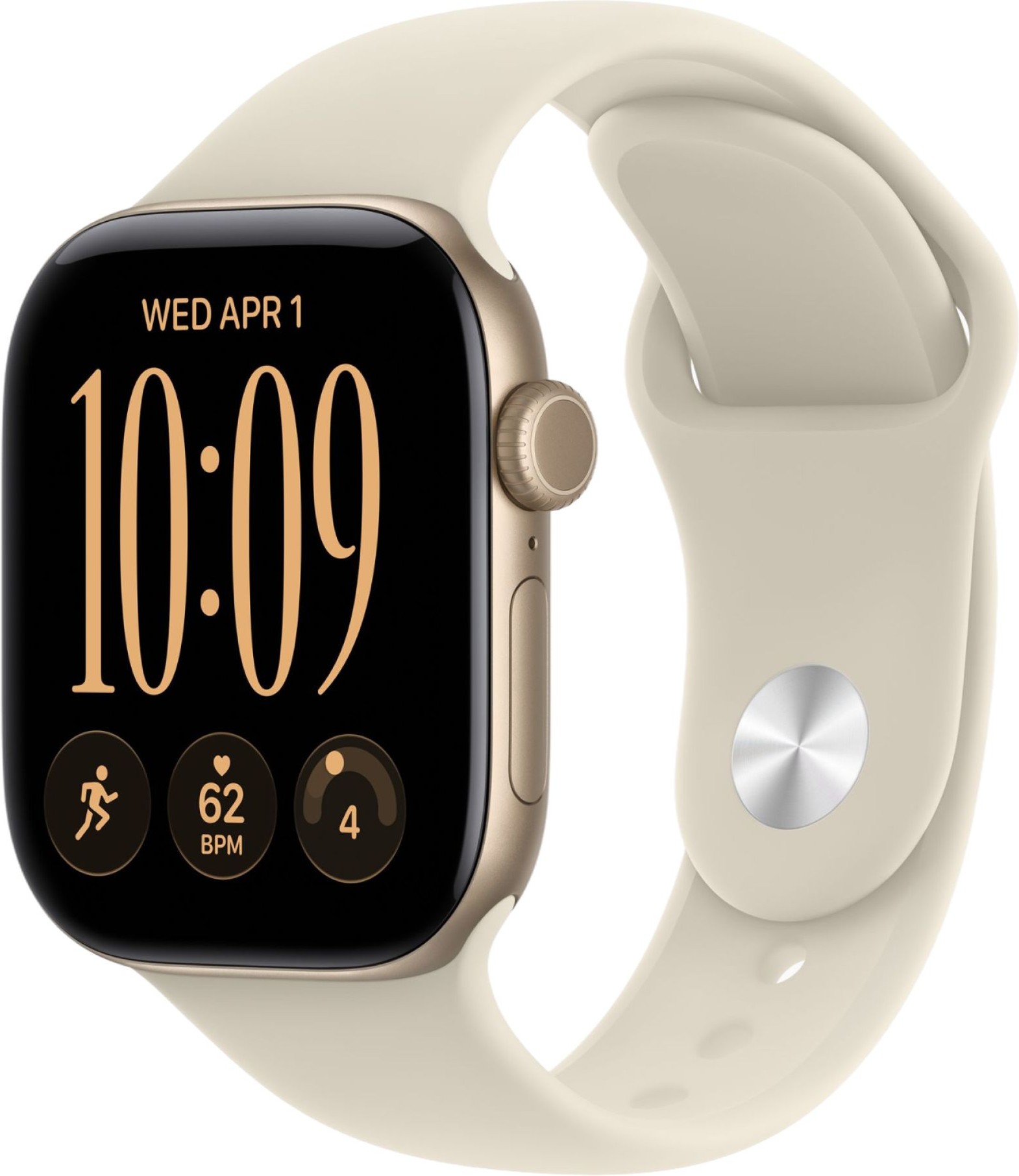 Apple Watch Series 12, 42 mm, GPS, Light Gold Aluminum, Sand Sport Band, S/M