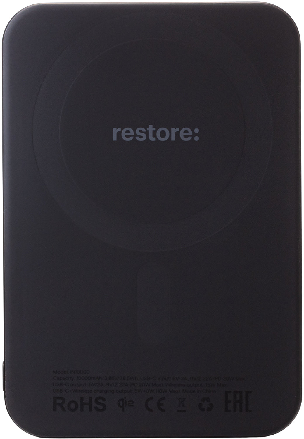 restore: Внешний аккумулятор Magnetic, 10000mAh, черный