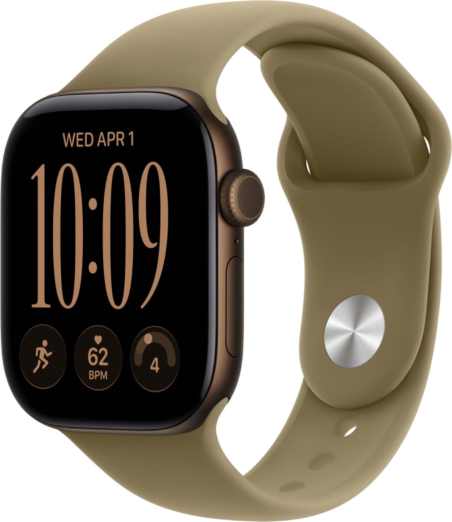 Apple Watch Series 12, 42 mm, GPS, Dark Bronze Aluminum, Olive Sport Band, S/M
