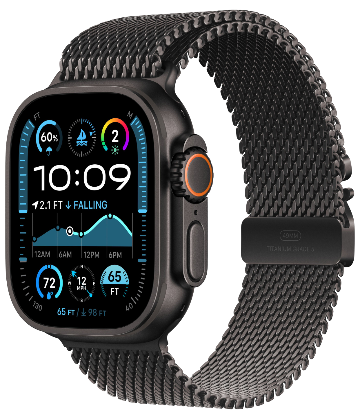 Бренд Apple Watch Ultra 2 GPS + Cellular, 49 мм, корпус из черного титана, ремешок Milanese черного цвета, размер M