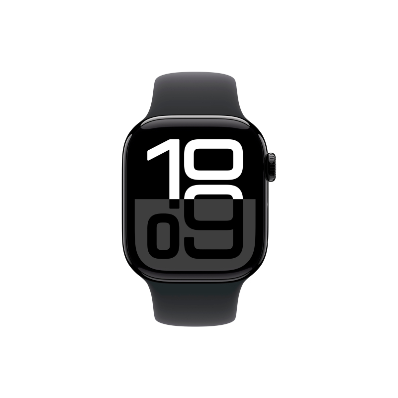 Apple Watch Series 10, 42 мм, корпус из алюминия цвета «чёрный глянец», спортивный ремешок черного цвета S/M Фото-2