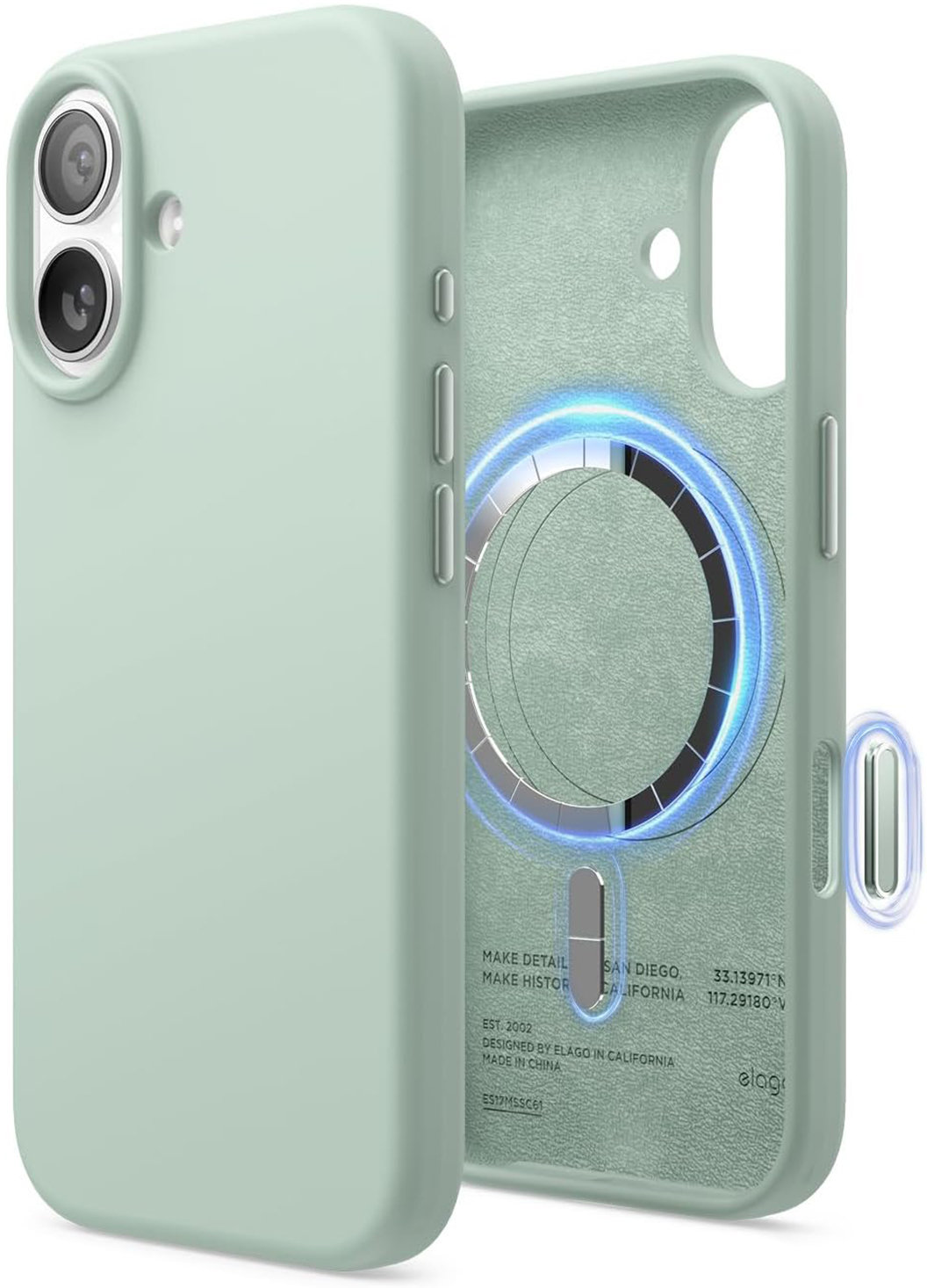 

Чехол Elago Magnetic Mint для iPhone 17, MagSafe, силикон, мятный, Чехол Magnetic Mint для iPhone 17, MagSafe, силикон, мятный