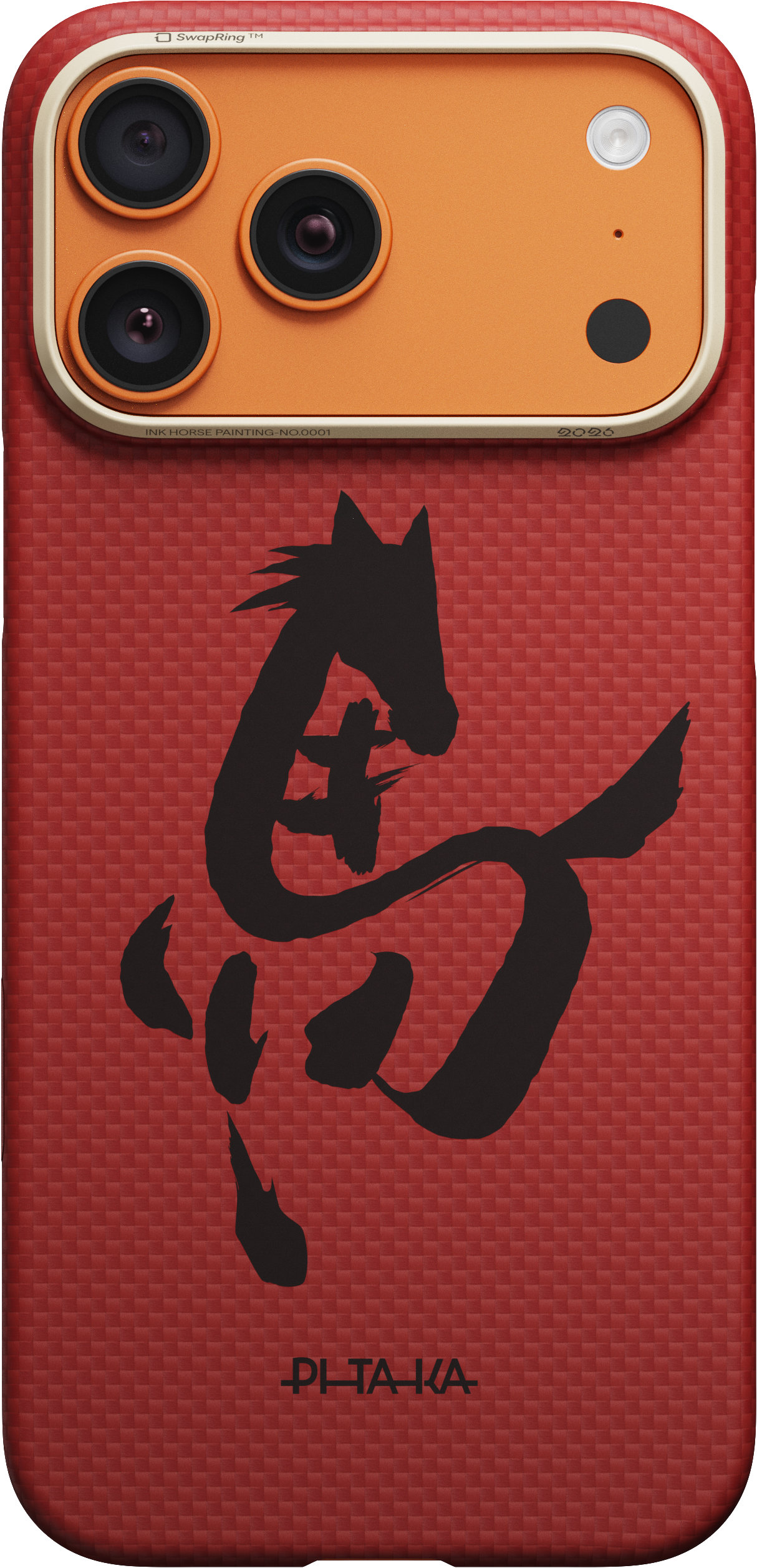 Чехол Pitaka Ink Horse Painting для iPhone 17 Pro Max, красный