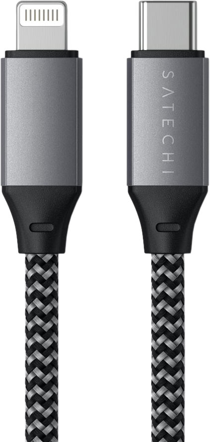 Кабель Satechi USB-C - Lightning MFI Cable (25 см), серый космос