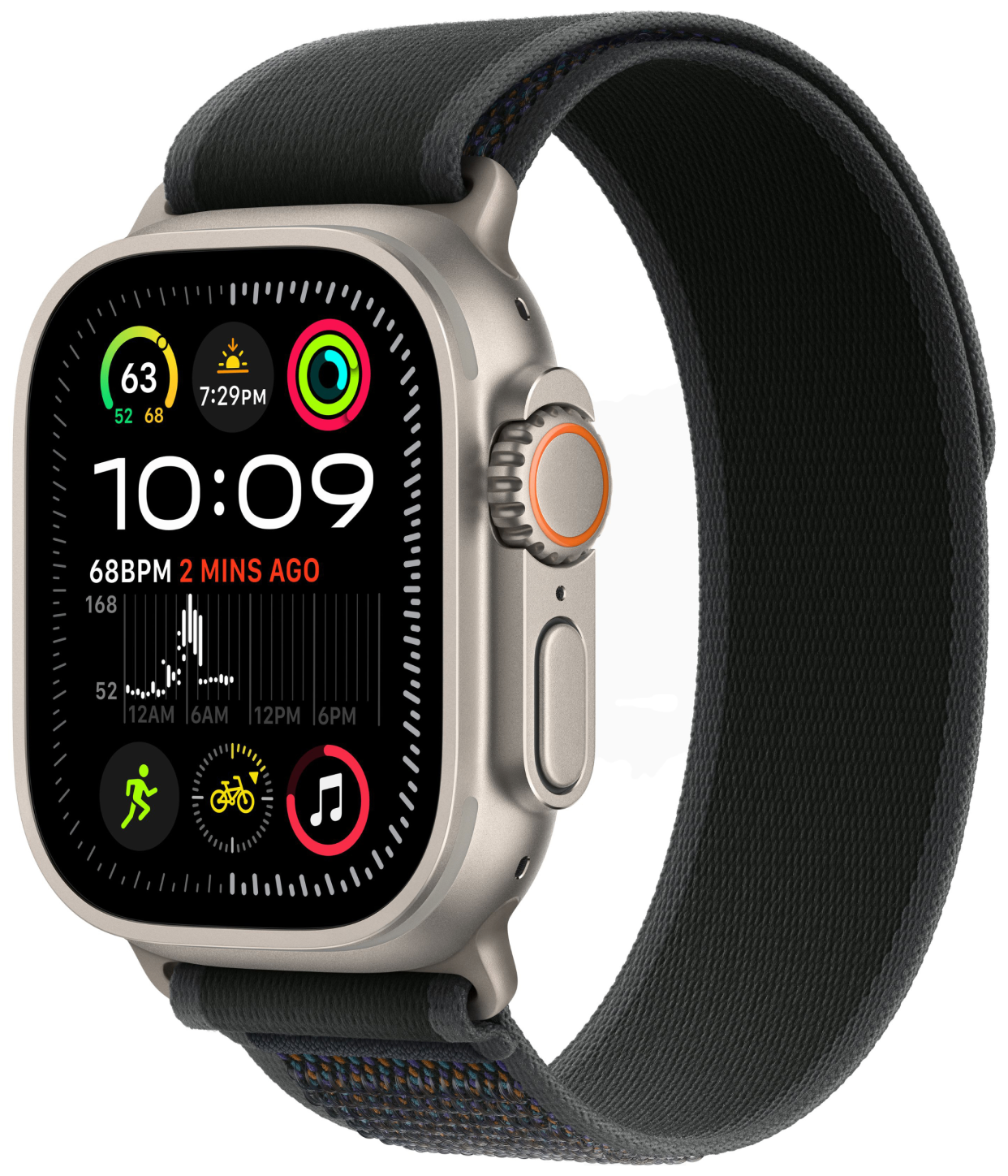 

Apple Watch Ultra 2 GPS + Cellular, 49 мм, корпус из бежевого титана, ремешок Trail черного цвета, размер M, Черный, Watch Ultra 2 GPS + Cellular, 49 мм, корпус из бежевого титана, ремешок Trail черного цвета, размер M