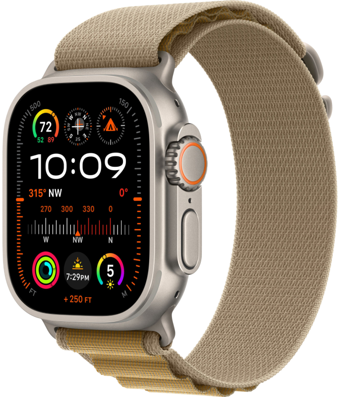 

Apple Watch Ultra 2 GPS + Cellular, 49 мм, корпус из бежевого титана, ремешок Alpine цвета "загар", размер M, «загар», Watch Ultra 2 GPS + Cellular, 49 мм, корпус из бежевого титана, ремешок Alpine цвета "загар", размер M