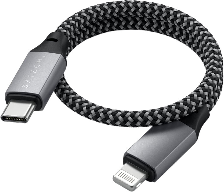 Кабель USB-C - Lightning MFI Cable, 25 см, серый космос