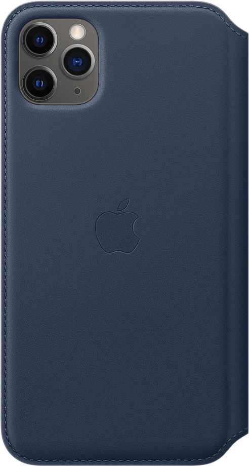 Чехол для iPhone 11 Pro Max Folio, кожа, «синяя пучина»