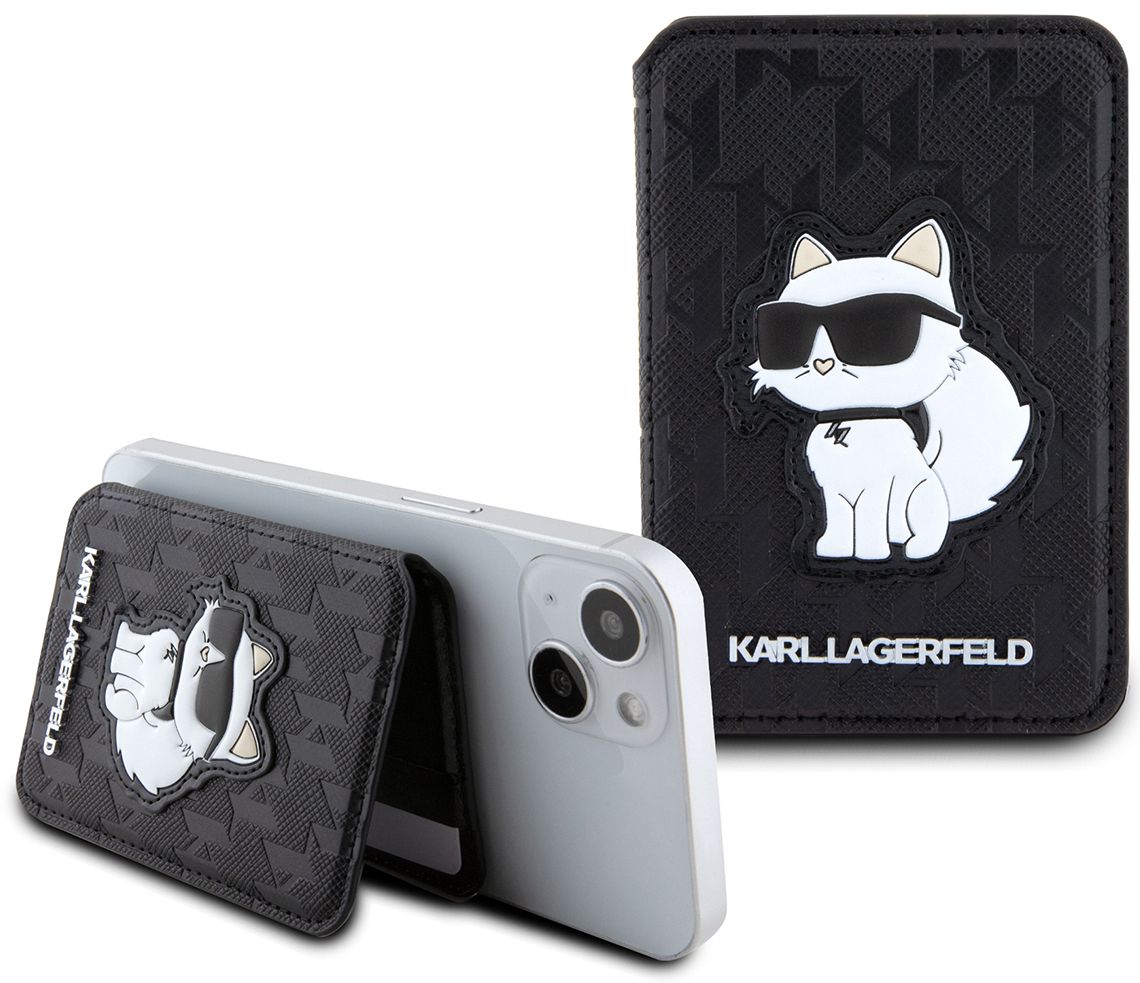 Чехол-бумажник Karl Lagerfeld Saffiano Choupette Cardslot MagSafe, черный