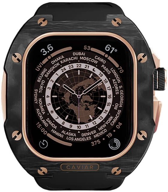 Чехол Caviar Case Advantage для Apple Watch 10 46 мм, карбон, черный+золотой