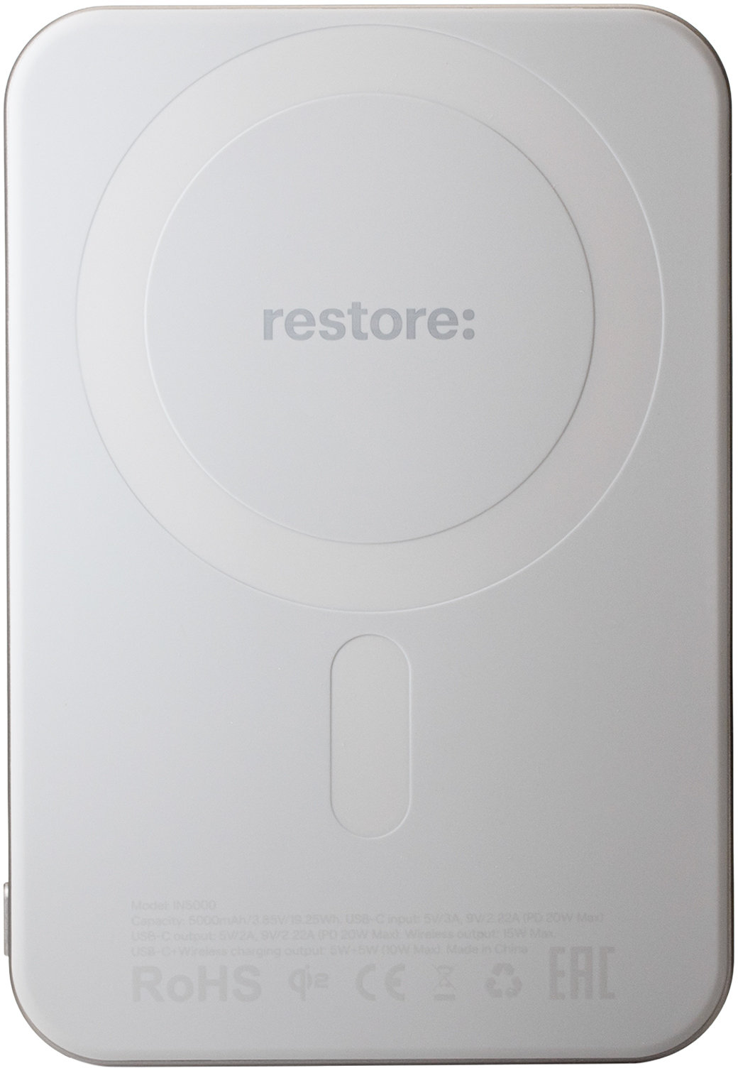 restore: Внешний аккумулятор Magnetic, 5000mAh, титановый