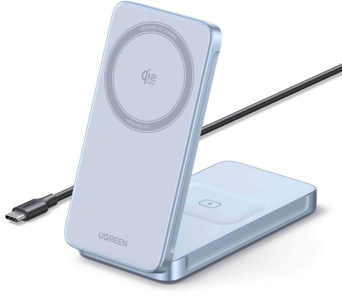 

Беспроводное зарядное устройство UGREEN W756, Wireless 2-in-1, 25Вт, серебристо-голубой, Беспроводное зарядное устройство W756, Wireless 2-in-1, 25Вт, серебристо-голубой