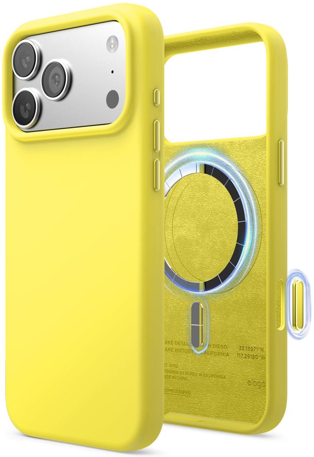 

Чехол Elago Magnetic Neon Yellow для iPhone 17 Pro, MagSafe, силикон, ярко-желтый, Жёлтый цитрус, Чехол Magnetic Neon Yellow для iPhone 17 Pro, MagSafe, силикон, ярко-желтый