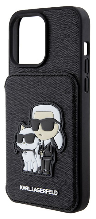 Чехол Karl Lagerfeld Saffiano & Choupette Cardslot для iPhone 15 Pro, черный