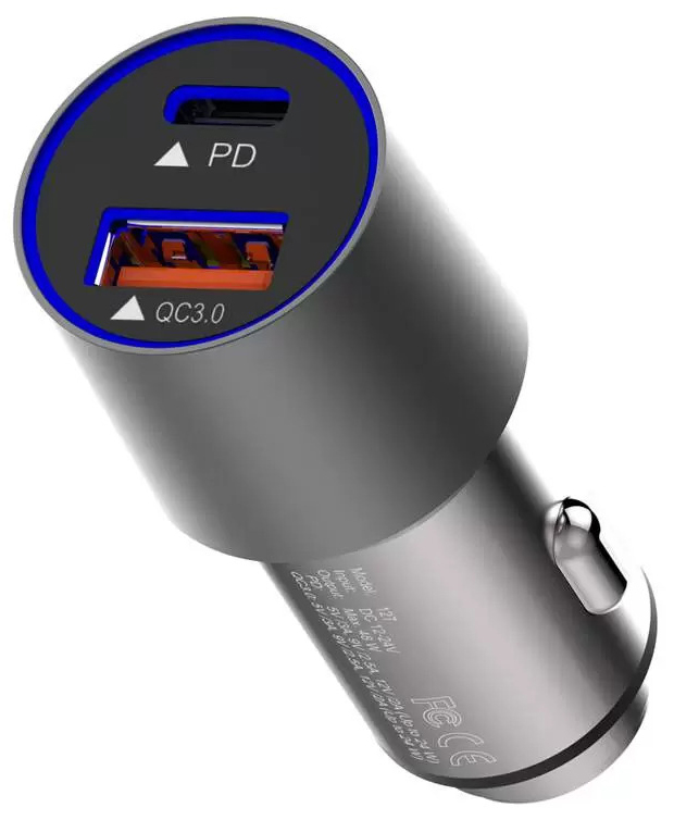

Adonit Автомобильное зарядное устройство USB-A + USB-C, PD, 20 Вт, темно-серый