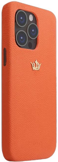 Чехол Caviar Leather Case для iPhone 16 Pro Мах, кожа, оранжевый Фото-2