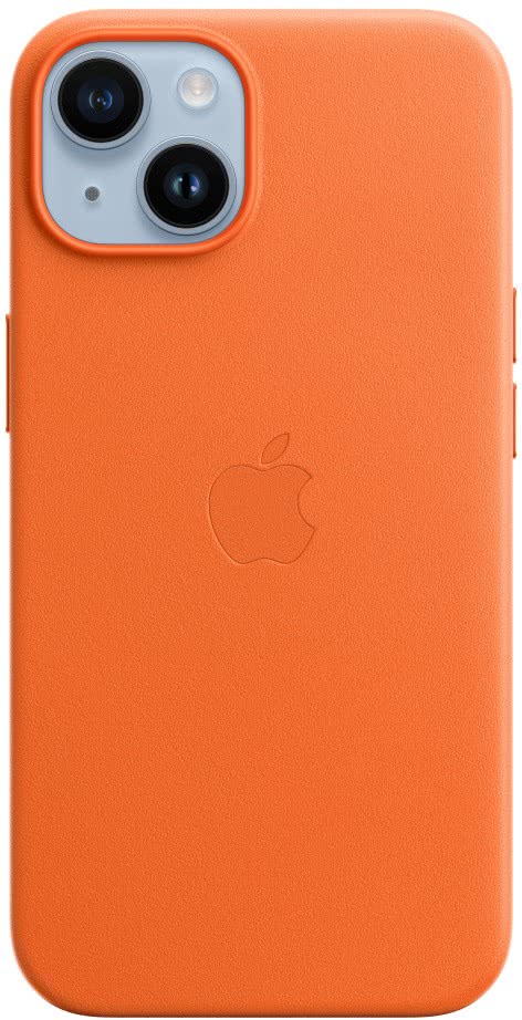 

Чехол Apple MagSafe для iPhone 14, кожа, оранжевый, Чехол MagSafe для iPhone 14, кожа, оранжевый