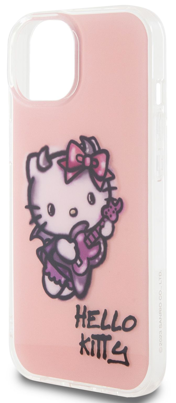 Бренд Чехол Hello Kitty Graffiti Guitar для iPhone 15, розовый