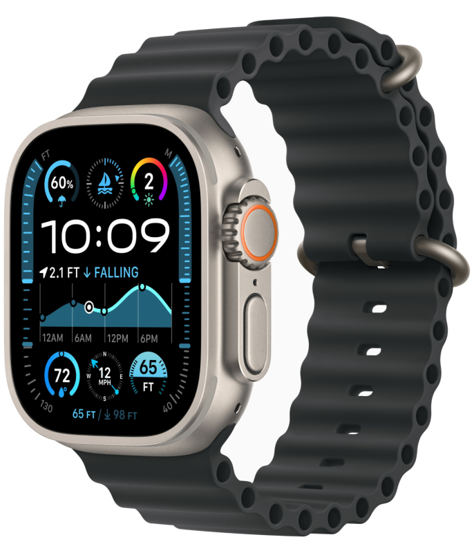 

Apple Watch Ultra 2 GPS + Cellular, 49 мм, корпус из бежевого титана, ремешок Ocean черного цвета, Черный, Watch Ultra 2 GPS + Cellular, 49 мм, корпус из бежевого титана, ремешок Ocean черного цвета