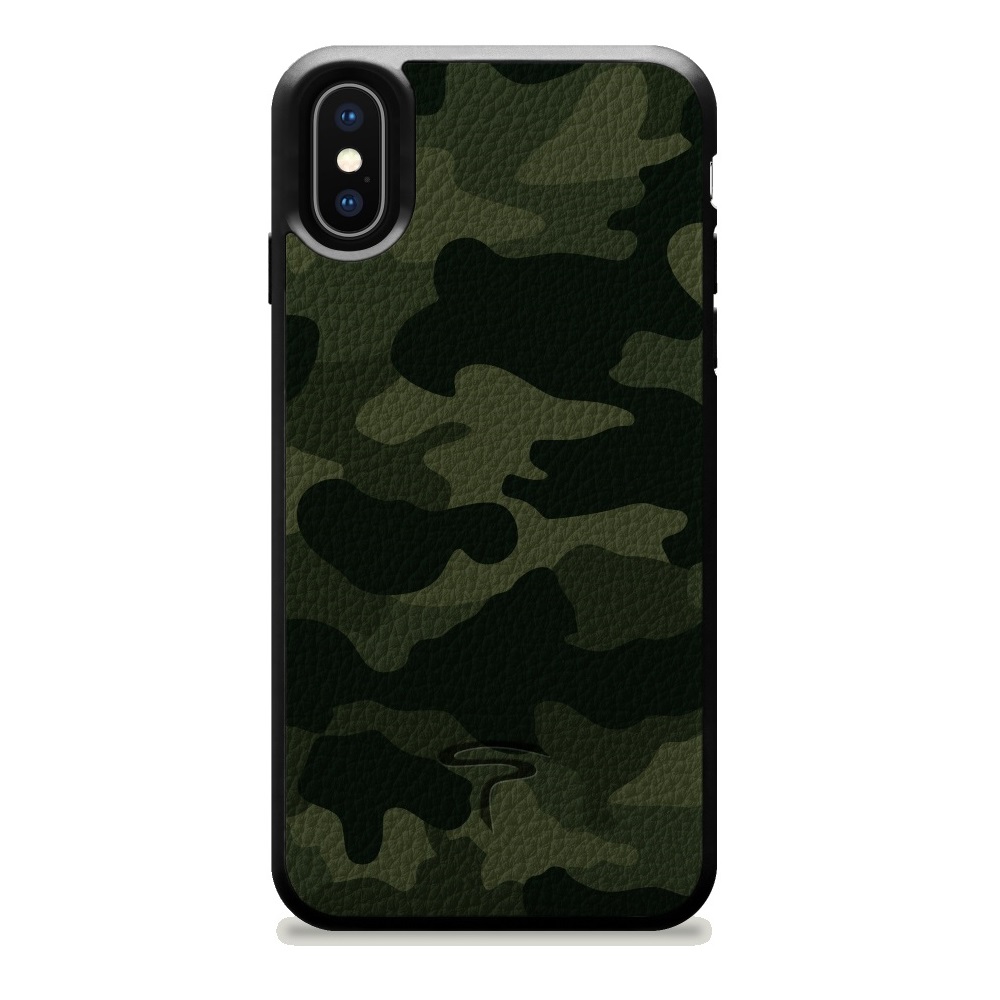 

Чехол для iPhone X/XS Camouflage leather Hard Army, хаки