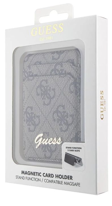 Чехол-бумажник Guess Wallet Cardslot Magsafe Script logo, коричневый GUWMSHG4SHW - фото 4