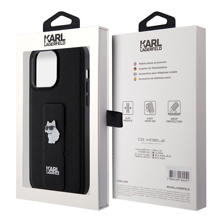 Чехол Karl Lagerfeld Saffiano GripStand Choupette для iPhone 15 Pro, черный Фото-4