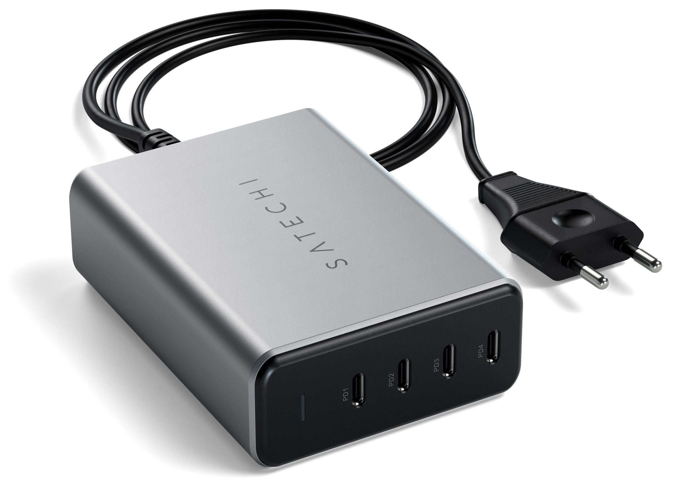 Сетевое зарядное устройство Satechi 4хUSB-C, PD, GaN, 165Вт, серый космос