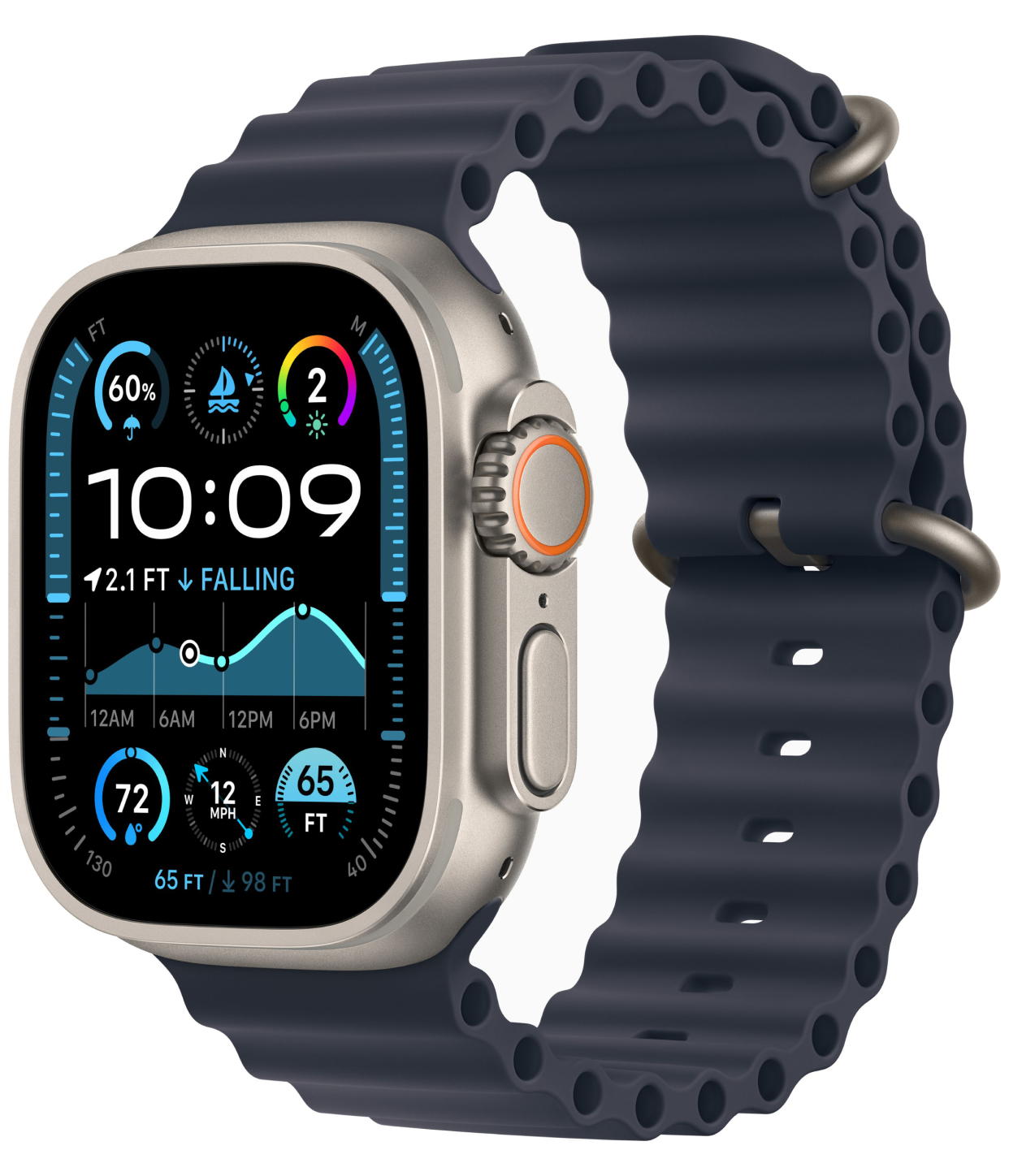 Бренд Apple Watch Ultra 2 GPS + Cellular, 49 мм, корпус из бежевого титана, ремешок Ocean темно-синего цвета