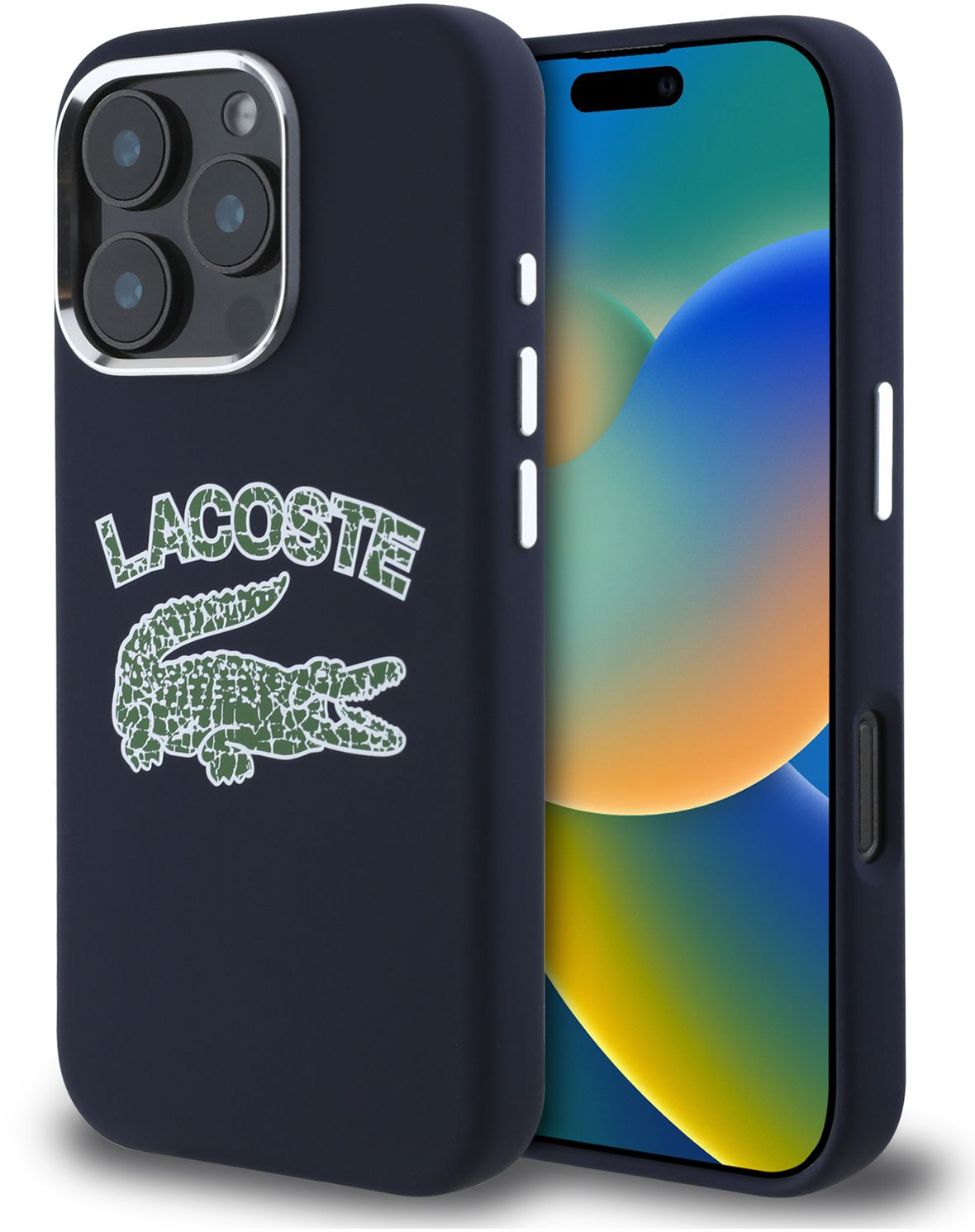 

Чехол Lacoste Cracked Logo MagSafe для iPhone 16 Pro, темно-синий, Чехол Cracked Logo MagSafe для iPhone 16 Pro, темно-синий