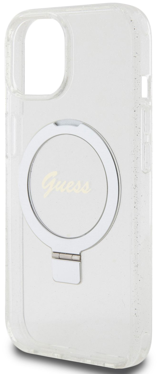 Бренд Чехол Guess Script Ring для iPhone 15 MagSafe, прозрачный