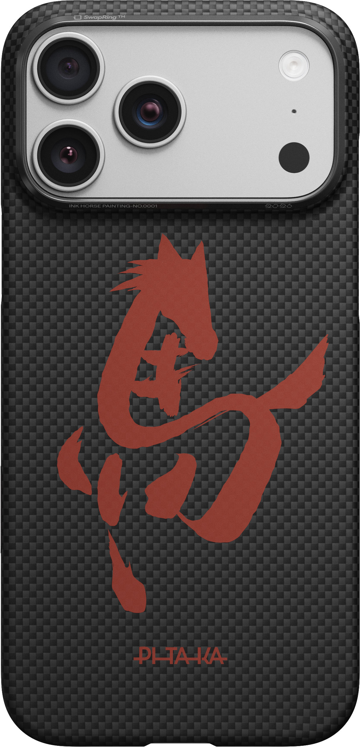 Чехол Pitaka Ink Horse Painting для iPhone 17 Pro, черный