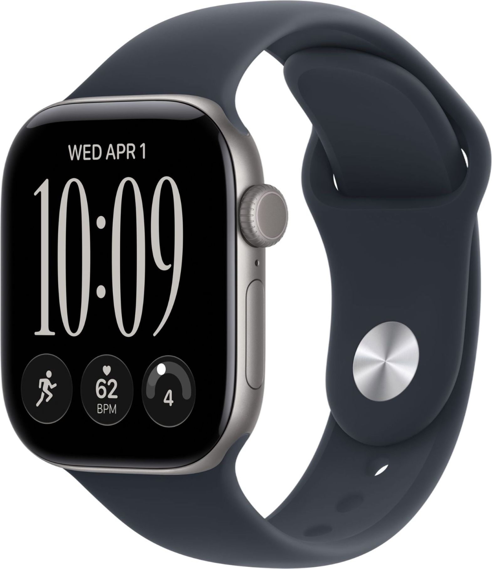 Apple Watch Series 12, 46 mm, GPS, Space Gray Aluminum, Navy Blue Sport Band, M/L