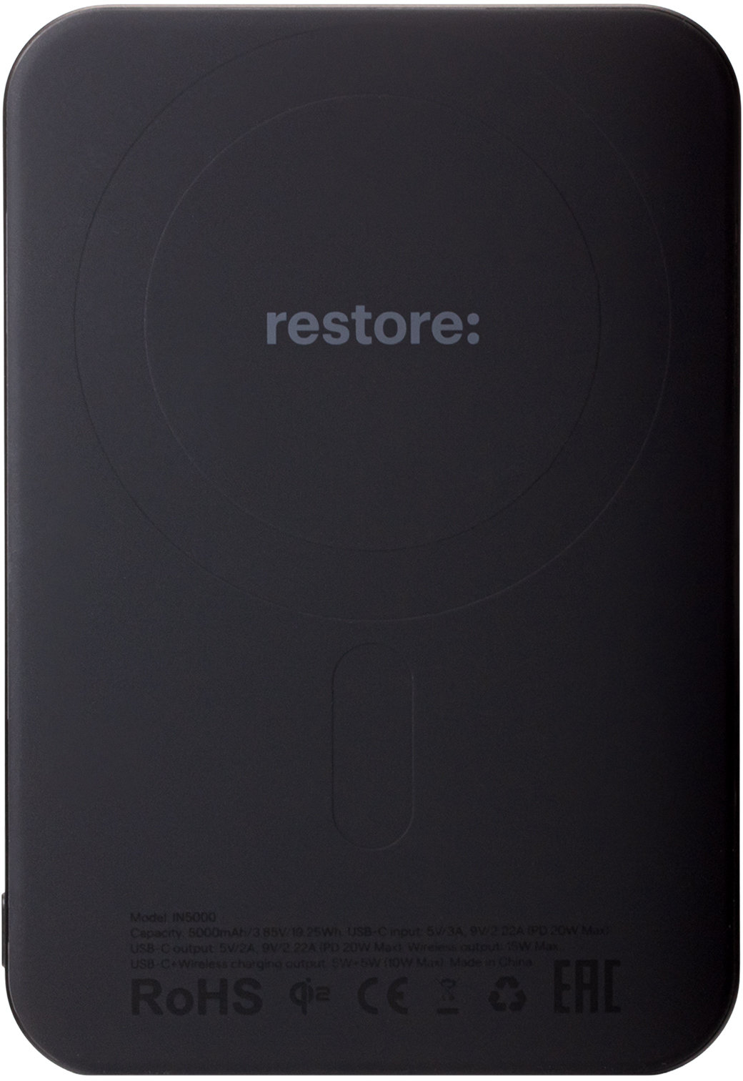 restore: Внешний аккумулятор Magnetic, 5000mAh, черный