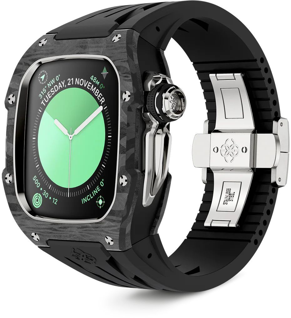 

Чехол Golden Concept для Apple Watch RSCIII46, серебряный углерод, Черный/серебристый, Чехол для Apple Watch RSCIII46, серебряный углерод