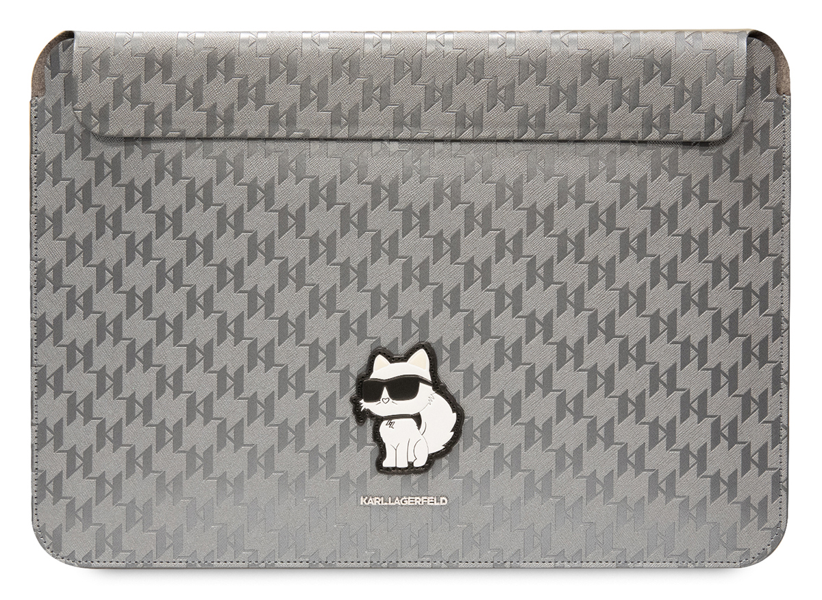 Чехол-конверт Karl Lagerfeld Saffiano Sleeve Monogram Choupette для ноутбуков 14", серебряный