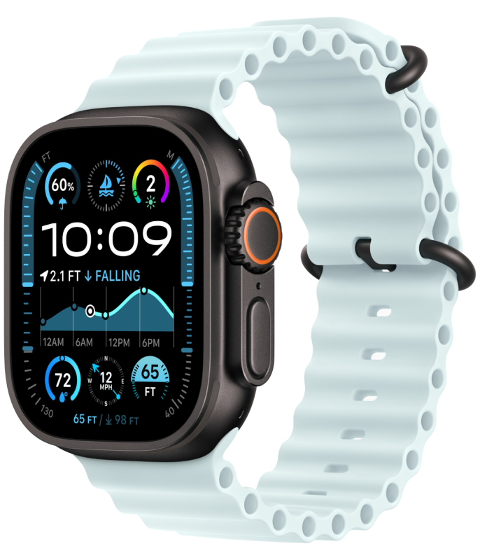 

Apple Watch Ultra 2 GPS + Cellular, 49 мм, корпус из черного титана, ремешок Ocean цвета "ледяной синий", «ледяной синий», Watch Ultra 2 GPS + Cellular, 49 мм, корпус из черного титана, ремешок Ocean цвета "ледяной синий"