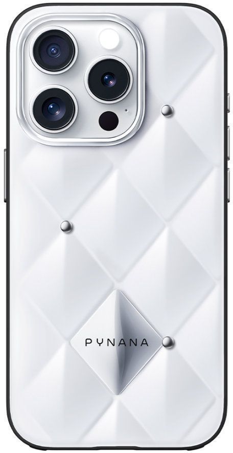 PYNANA Чехол Metal Diamond Series для iPhone 16 Pro Max, белый