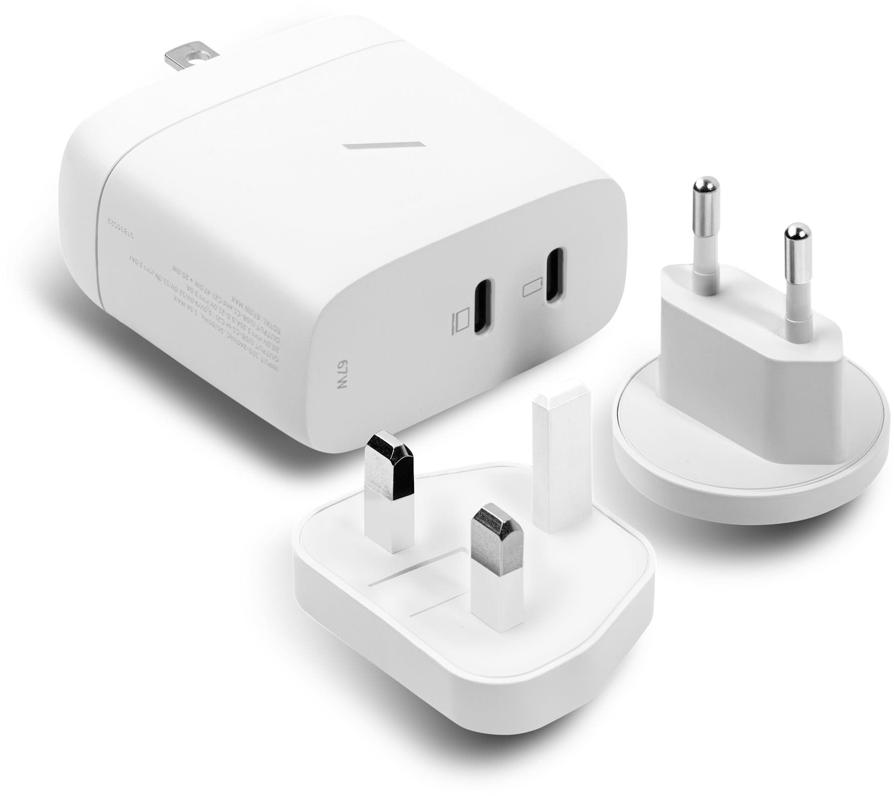 Сетевое зарядное устройство Native Union Fast GaN Charger 2 USB-C, PD, 67 Вт, белый