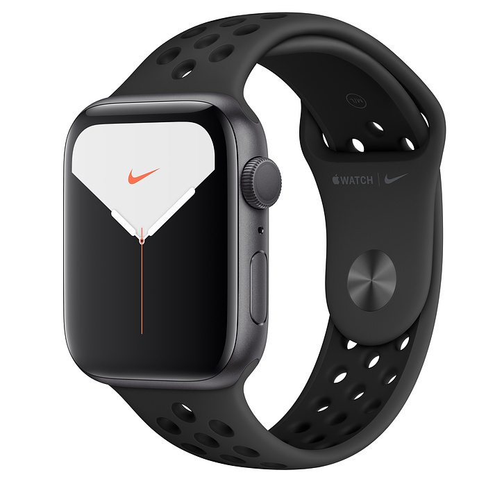 

Watch Nike Series 5, 44 мм, корпус из алюминия цвета «серый космос», спортивный ремешок Nike «антрацитовый/чёрный»
