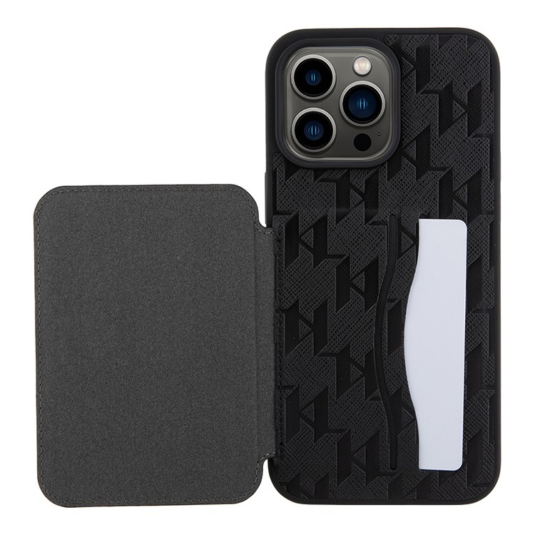 Чехол Karl Lagerfeld Saffiano Monogram Choupette Cardslot для iPhone 15 Pro, черный Фото-3