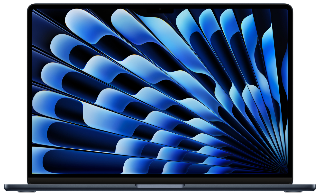 Apple MacBook Air 15" (M3, 8C CPU/10C GPU, 2024), 24 ГБ, 512 ГБ SSD, 35 W, «полуночный черный»