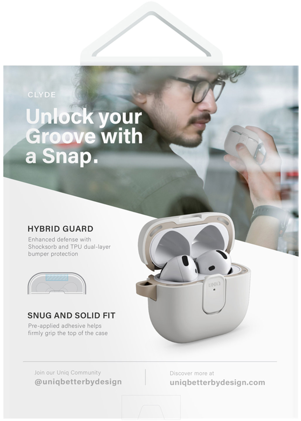 Чехол Uniq CLYDE Lock Blue/Dark Grey для AirPods 4, синий+темно-серый