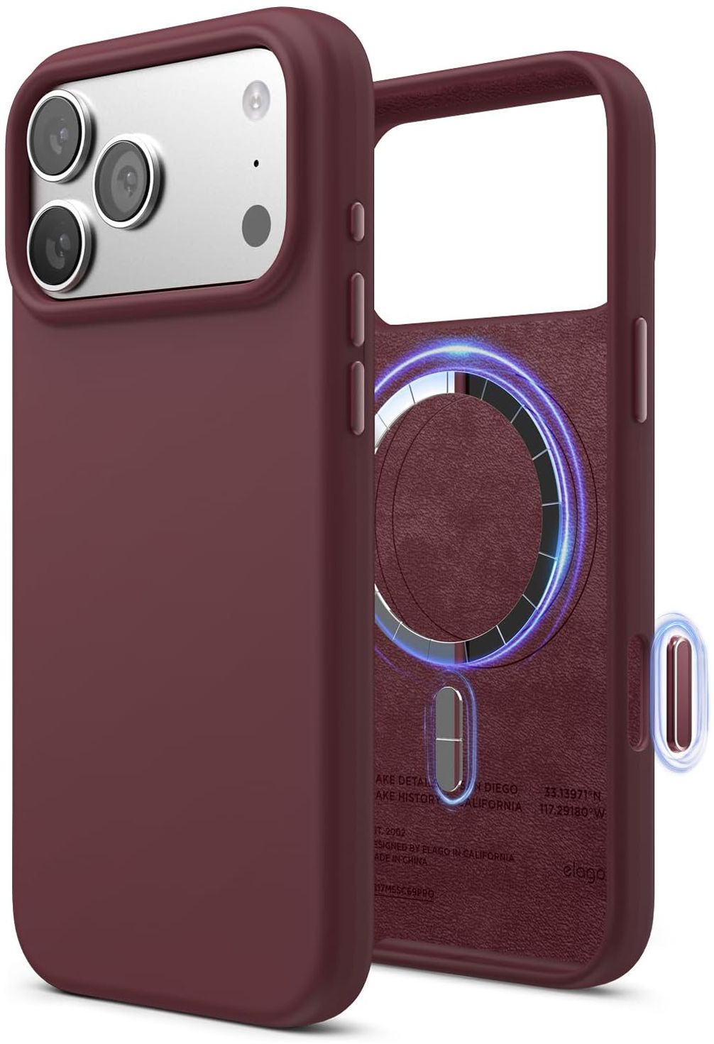 

Чехол Elago Magnetic Burgundy для iPhone 17 Pro, MagSafe, силикон, бордовый, Чехол Magnetic Burgundy для iPhone 17 Pro, MagSafe, силикон, бордовый