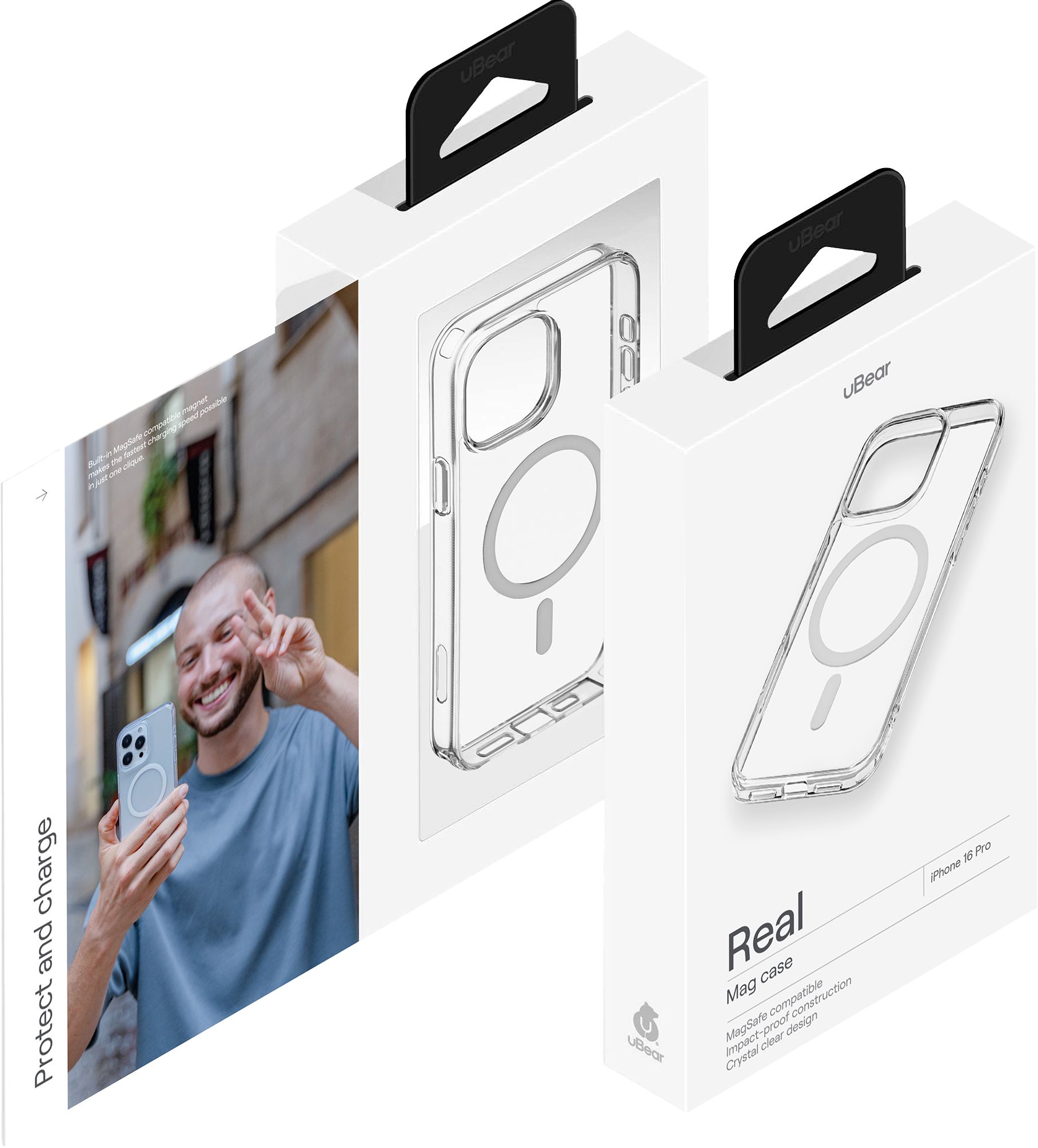 Чехол uBear Real Mag Case для iPhone 16 Pro, прозрачный