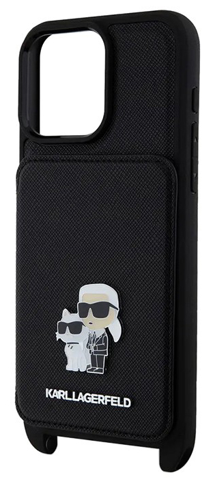 Чехол Karl Lagerfeld Saffiano Crossbody & Choupette Cardslot для iPhone 15 Pro, черный