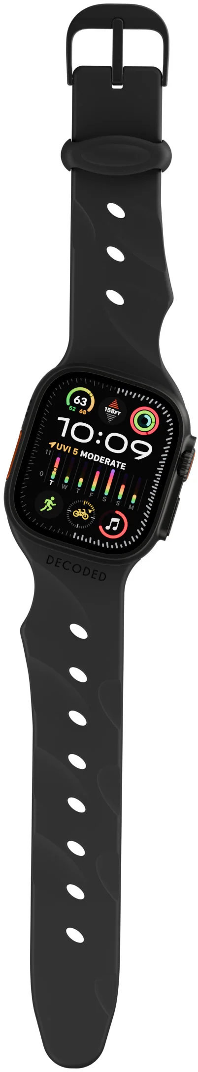 

Ремешок Decoded Silicone Ares Splice для Apple Watch 42/44/45/49mm, силикон, черный, Ремешок Silicone Ares Splice для Apple Watch 42/44/45/49mm, силикон, черный