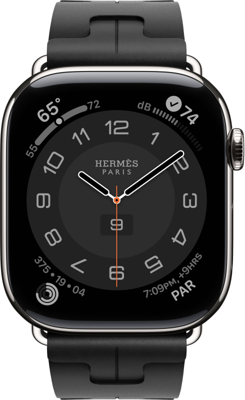 Apple Watch Series 10 Hermes, 46 мм, титановый корпус, резиновый ремешок черного цвета Фото-2